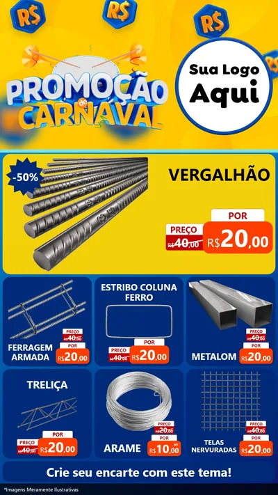 Modelo de Rede Social para Stories com o tema Promoção de Carnaval para Ferragens