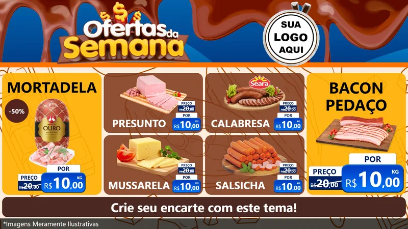 Modelo de TV para TV Horizontal com o tema Ofertas da Semana - Páscoa para Frios e Laticínios
