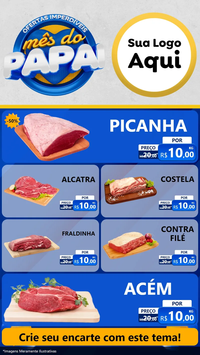 Modelo de TV para TV Vertical com o tema Ofertas Imperdíveis Mês Do Papai para Açougue