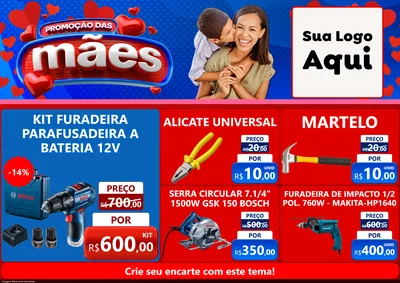 Modelo de Encarte para Encarte A4 Horizontal com o tema Promoção das Mães para Maquinas e Ferramentas