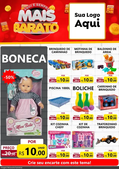 Modelo de Encarte para Encarte A4 Vertical com o tema Mais Barato para Brinquedos