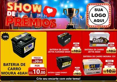 Modelo de Encarte para Encarte A4 Horizontal com o tema Show de Prêmios para Baterias Elétricas