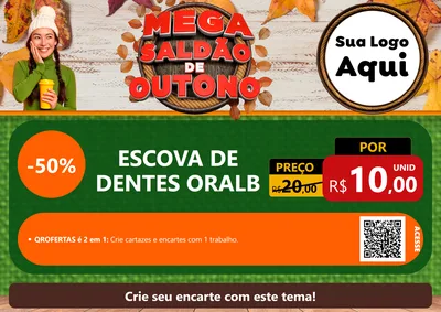 Modelo de Cartaz para Cartaz A4 Horizontal com o tema Mega Saldão de Outono para Higiene Pessoal