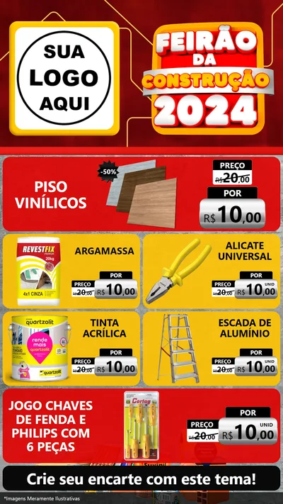 Modelo de TV para TV Vertical com o tema Feirão da Construção 2024 para Material para Construção