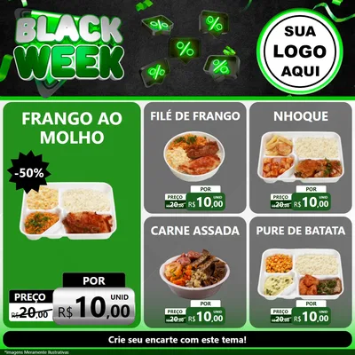 Modelo de Rede Social para Feed Facebook com o tema Black Week para Restaurante