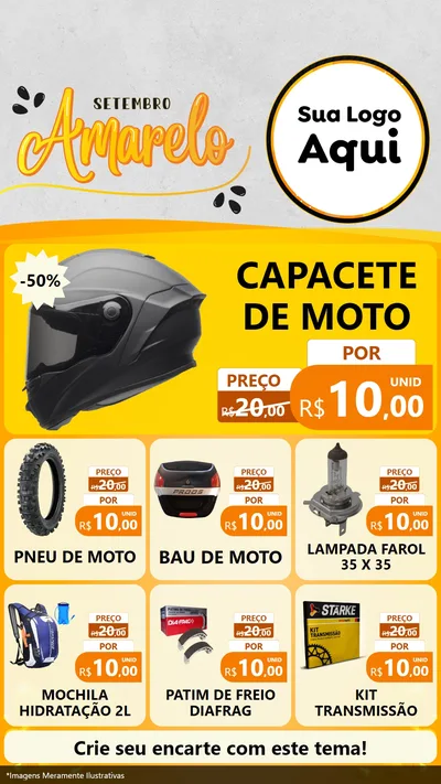 Modelo de Rede Social para Stories com o tema Setembro Amarelo para Moto peças