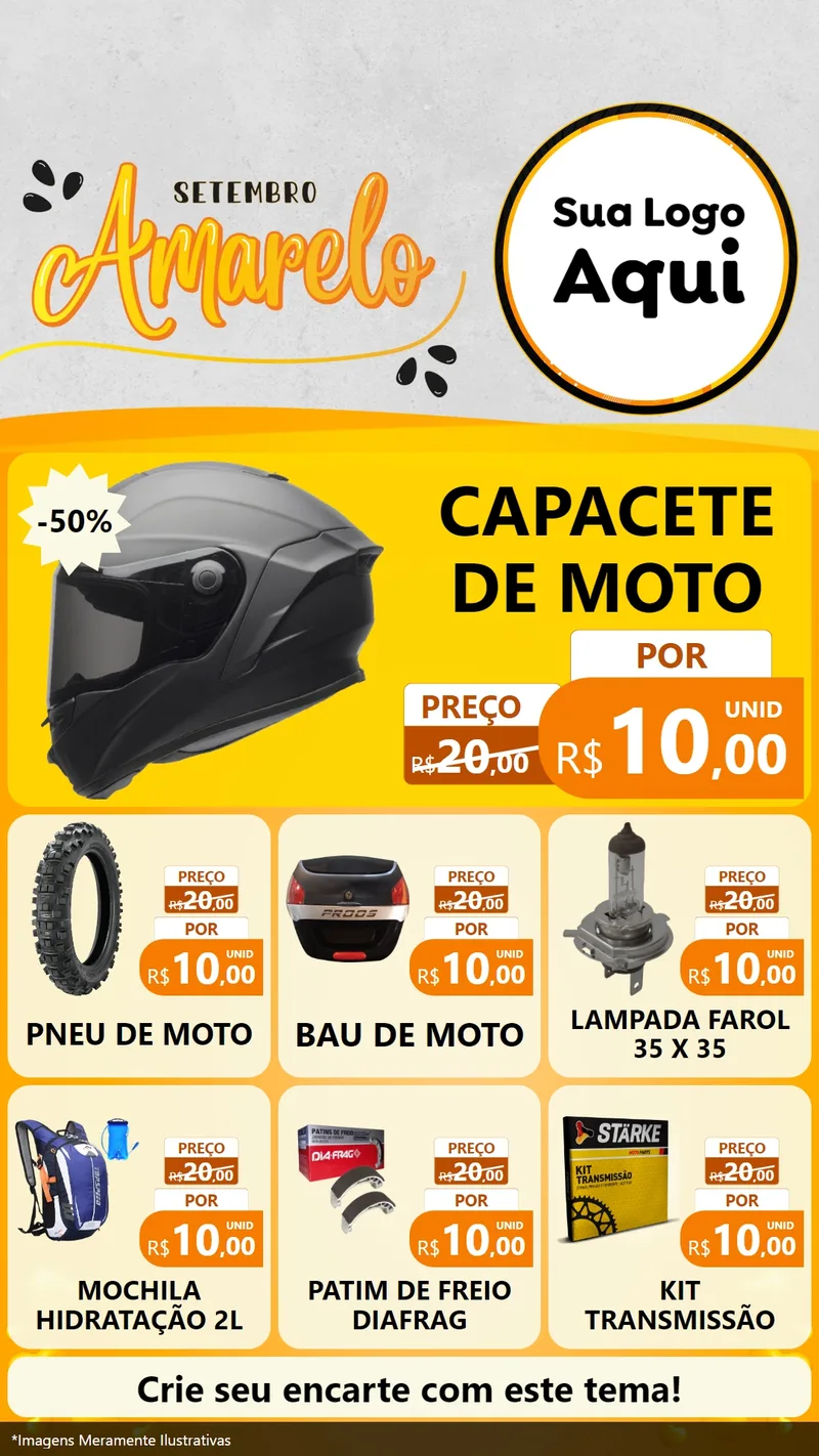 Modelo de Rede Social para Stories com o tema Setembro Amarelo para Moto peças