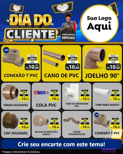 Modelo de Rede Social para Feed Instagram com o tema Dia Do Cliente para Tubos e conexões