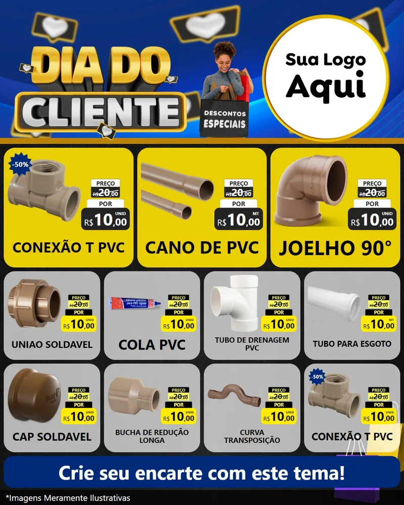 Modelo de Rede Social para Feed Instagram com o tema Dia Do Cliente para Tubos e conexões