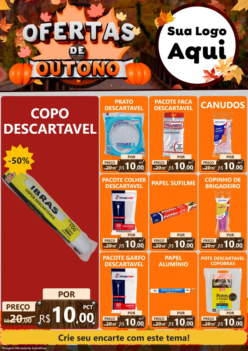 Modelo de Encarte para Encarte A4 Vertical com o tema Ofertas de Outono para Embalagens