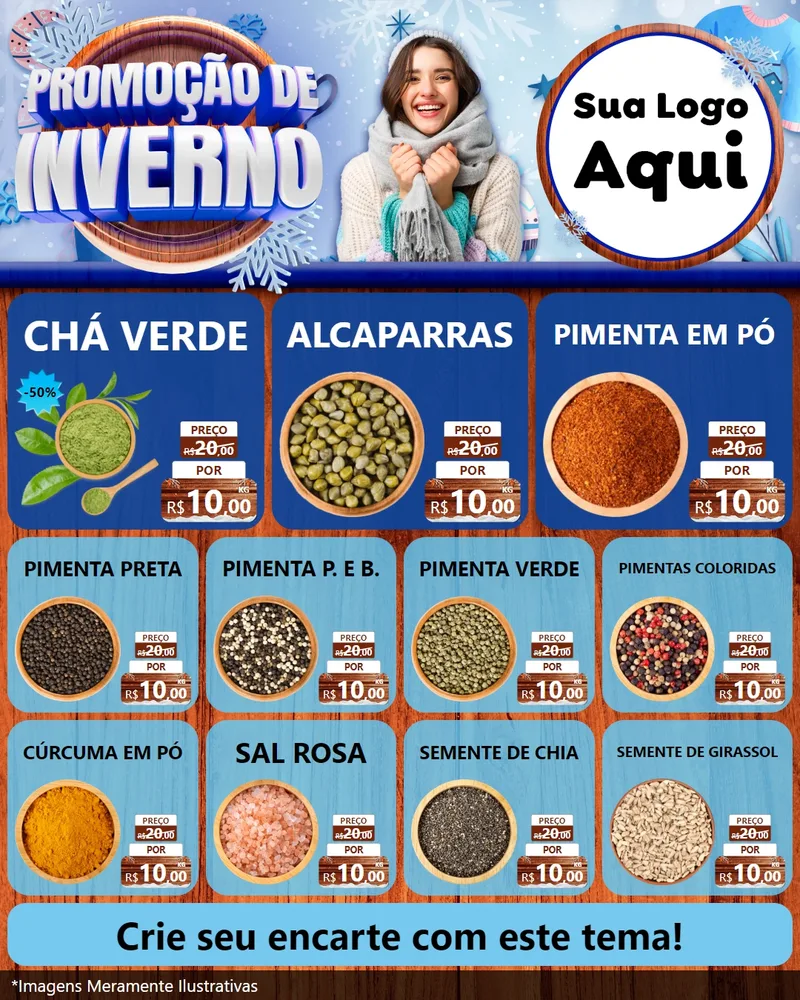 Modelo de Rede Social para Feed Instagram com o tema Promoção de Inverno para Produtos Naturais