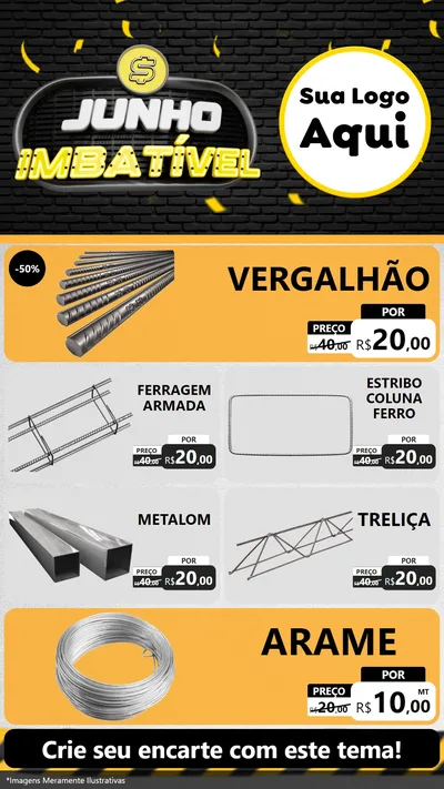 Modelo de TV para TV Vertical com o tema Junho Imbatível para Ferragens