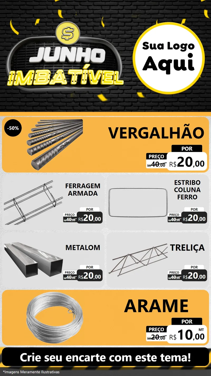 Modelo de TV para TV Vertical com o tema Junho Imbatível para Ferragens