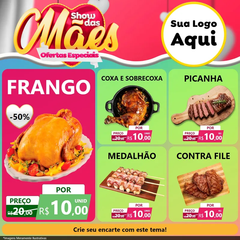 Modelo de Rede Social para Feed Facebook com o tema Show das Mães - Ofertas Especiais para Assados