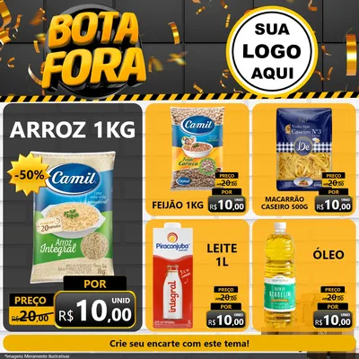 Modelo de Rede Social para Feed Facebook com o tema Bota Fora para Supermercado