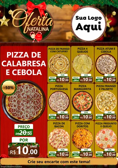 Modelo de Encarte para Encarte A4 Vertical com o tema Ofertas Natalina para Pizzaria
