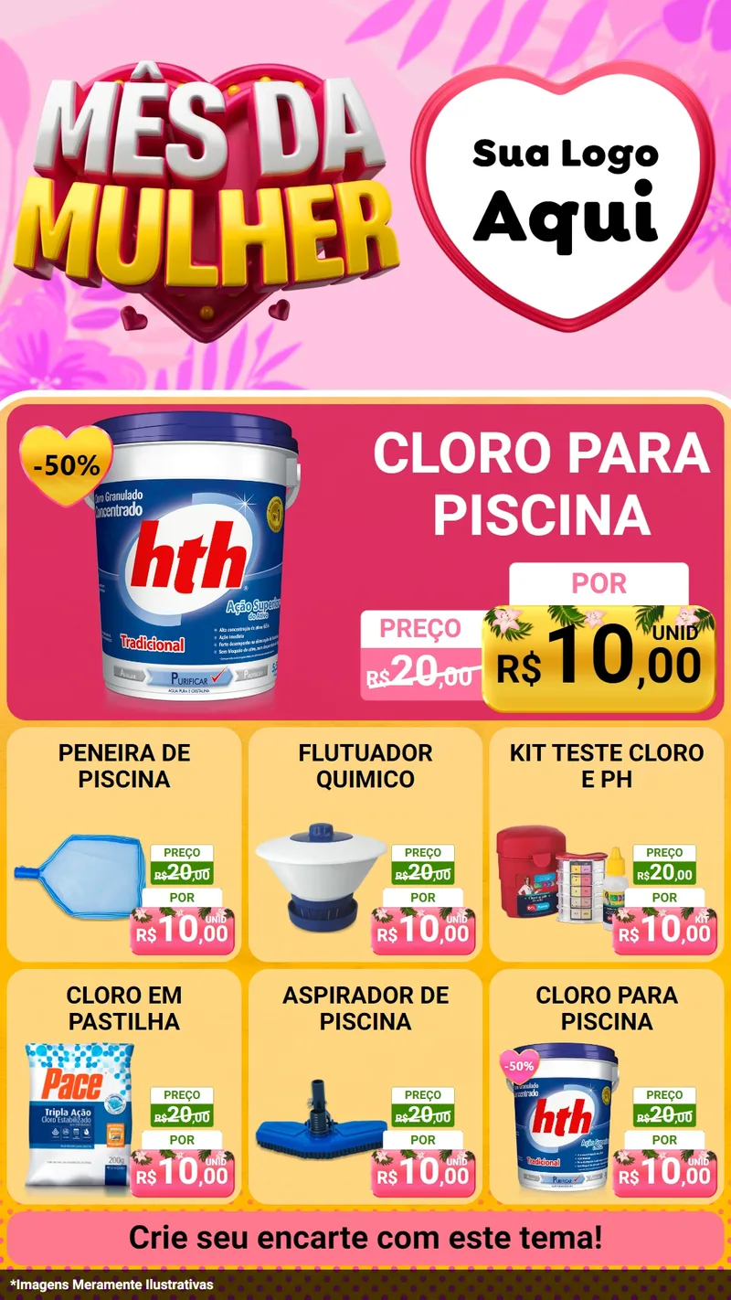 Modelo de Rede Social para Stories com o tema Mês da Mulher para Produtos para Piscina