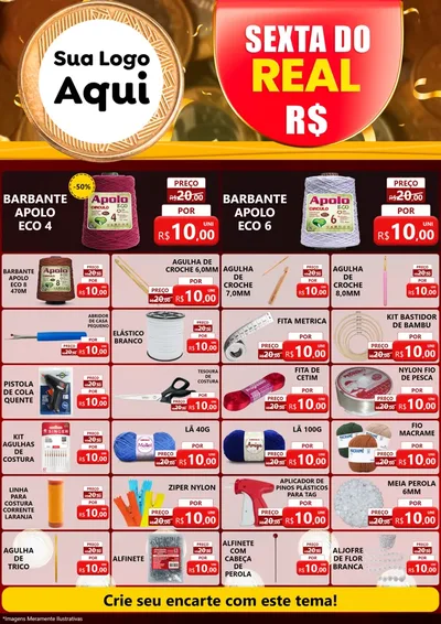 Modelo de Encarte para Encarte A4 Vertical com o tema Sexta do Real para Armarinho e Aviamentos