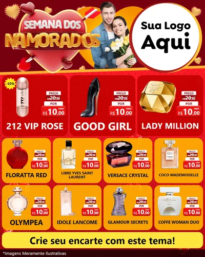 Modelo de Rede Social para Feed Instagram com o tema Semana dos Namorados para Perfumes