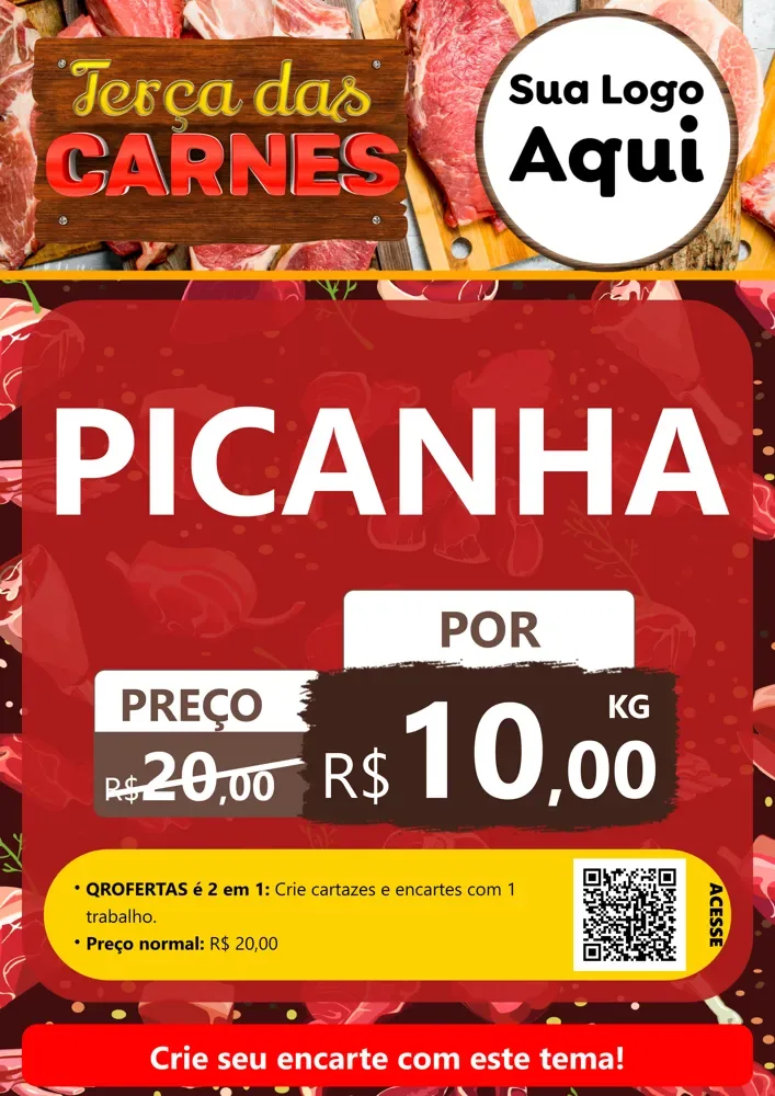Modelo de Cartaz para Cartaz A4 Vertical com o tema Terça das Carnes para Açougue