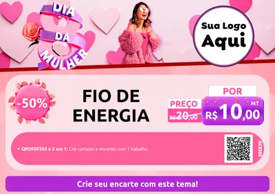 Modelo de Cartaz para Cartaz A4 Horizontal com o tema Dia da Mulher para Materiais Elétricos