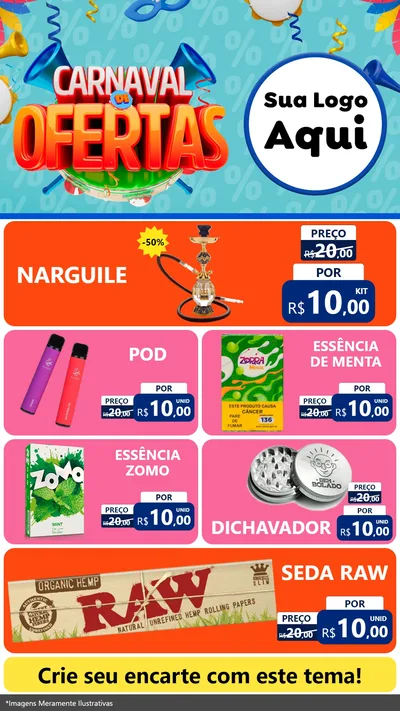 Modelo de TV para TV Vertical com o tema Carnaval de Ofertas para Tabacaria