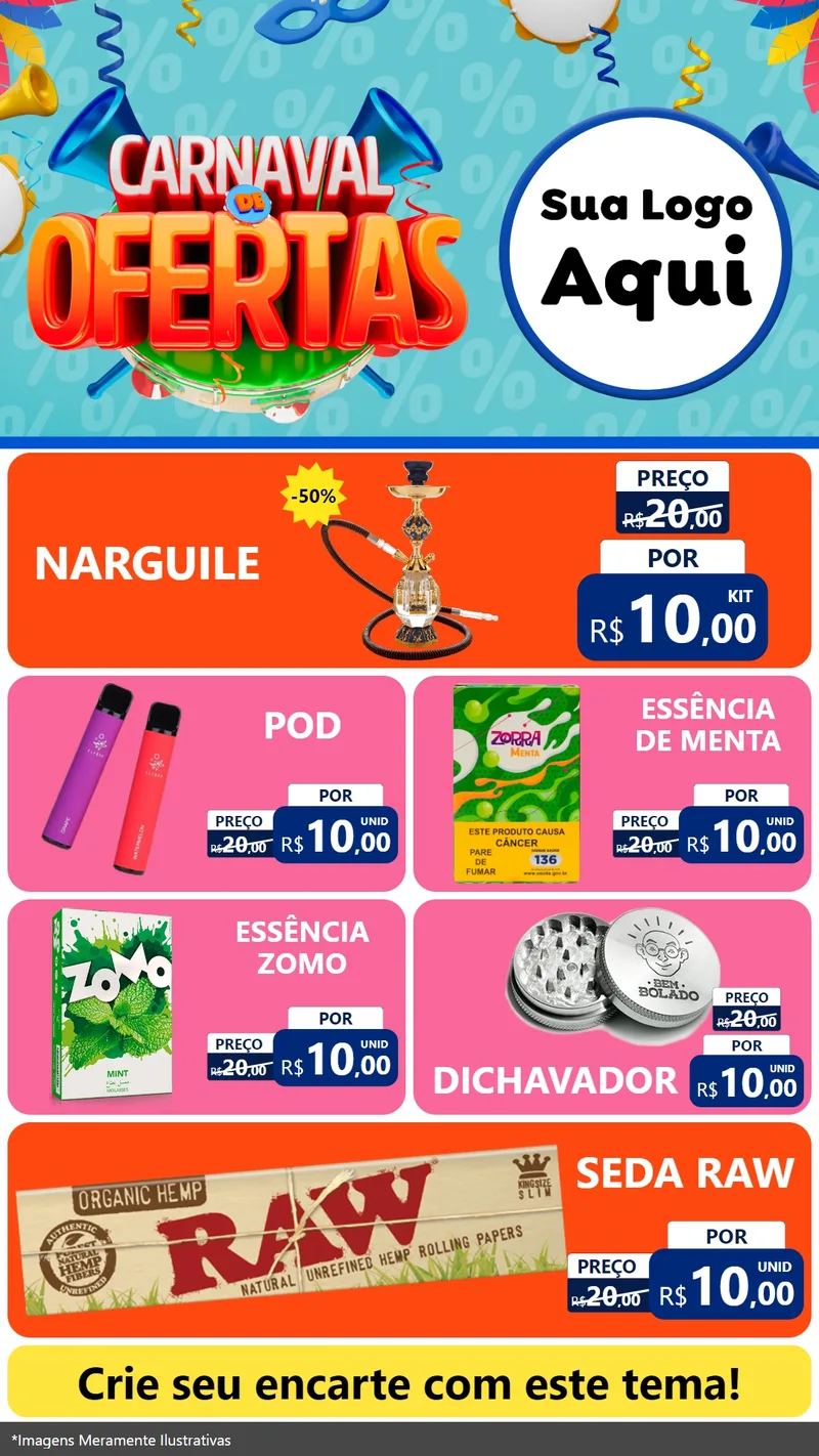 Modelo de TV para TV Vertical com o tema Carnaval de Ofertas para Tabacaria