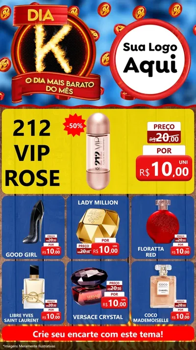 Modelo de Rede Social para Stories com o tema Dia K - O Dia Mais Barato Do Mês para Perfumes