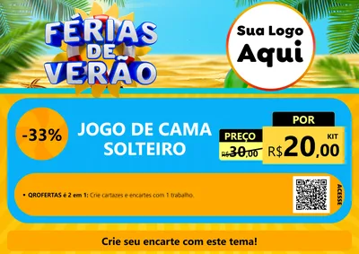 Modelo de Cartaz para Cartaz A4 Horizontal com o tema Férias de Verão para Cama, Mesa e Banho