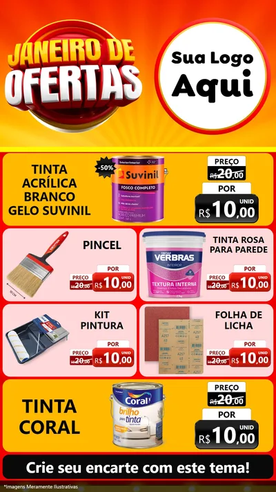 Modelo de TV para TV Vertical com o tema Janeiro de Ofertas para Tintas e Ferramentas