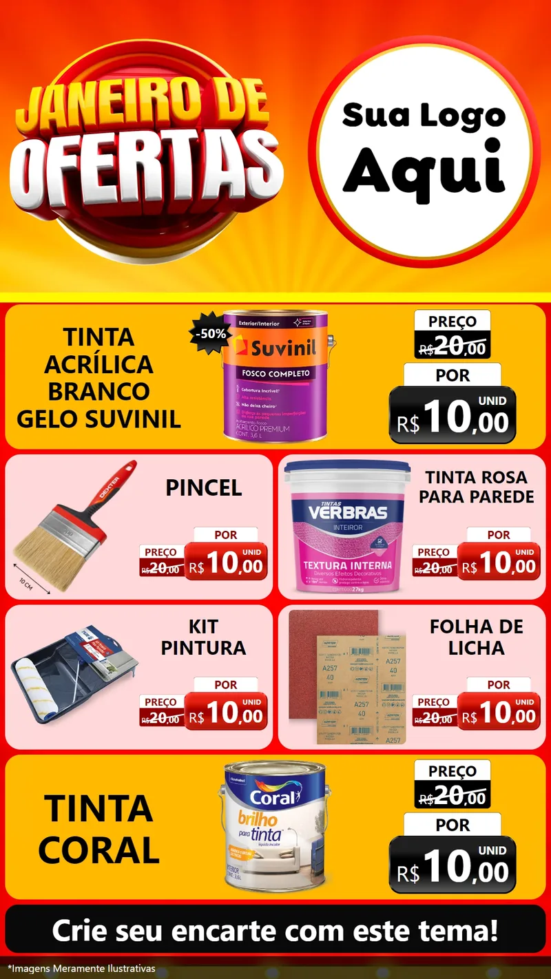Modelo de TV para TV Vertical com o tema Janeiro de Ofertas para Tintas e Ferramentas