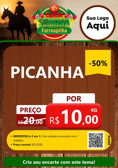 Modelo de Cartaz para Cartaz A4 Vertical com o tema Especial Semana Farroupilha para Açougue