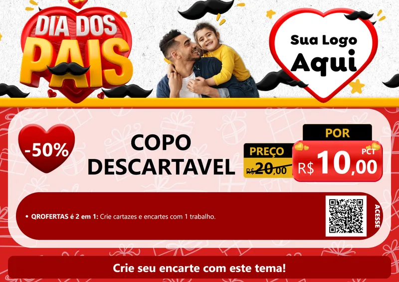 Modelo de Cartaz para Cartaz A4 Horizontal com o tema Dia dos Pais para Embalagens