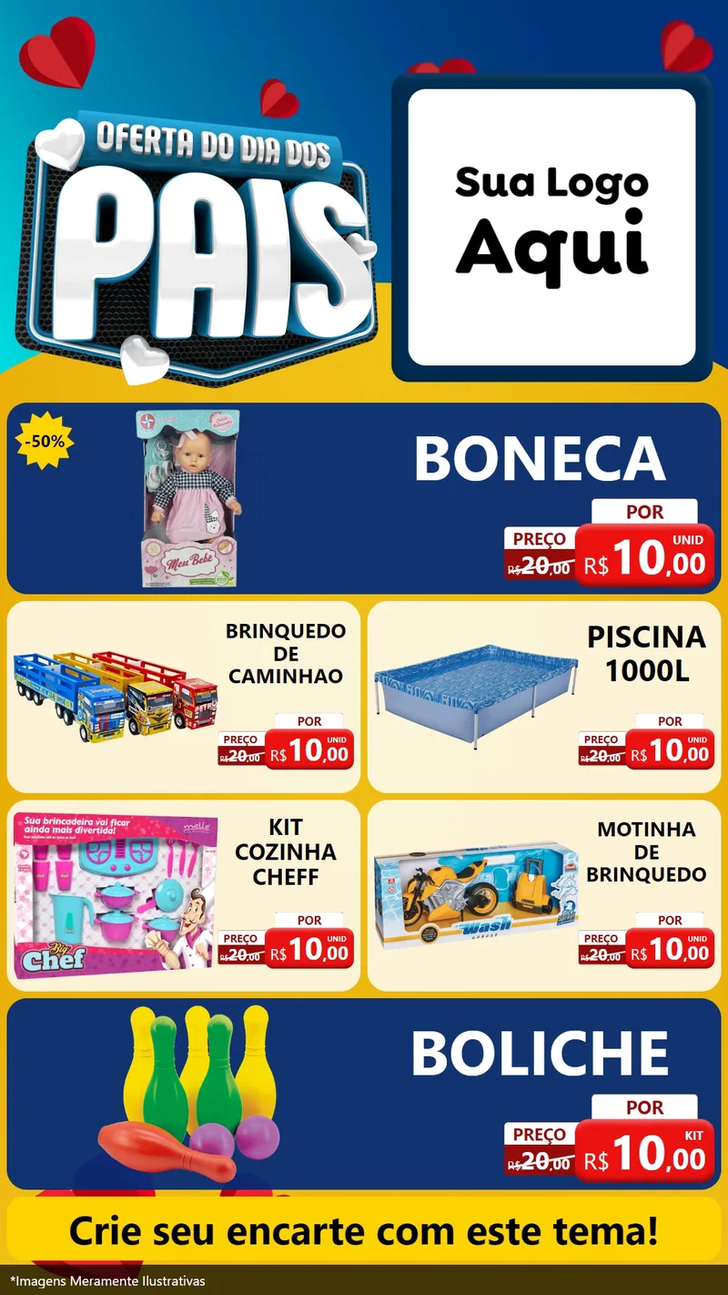 Modelo de TV para TV Vertical com o tema Oferta Do Dia Dos Pais para Brinquedos