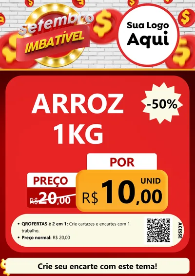 Modelo de Cartaz para Cartaz A4 Vertical com o tema Setembro Imbatível para Supermercado