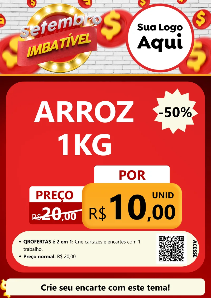 Modelo de Cartaz para Cartaz A4 Vertical com o tema Setembro Imbatível para Supermercado