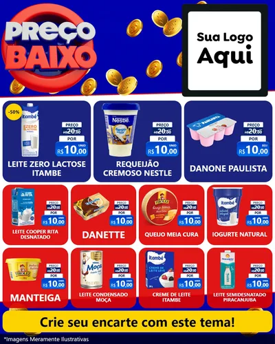 Modelo de Rede Social para Feed Instagram com o tema Preço Baixo para Frios e Laticínios