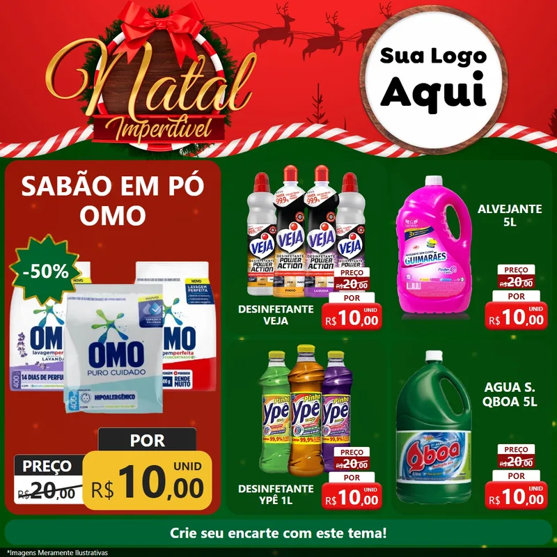 Modelo de Rede Social para Feed Facebook com o tema Natal Imperdível para Produtos de Limpeza
