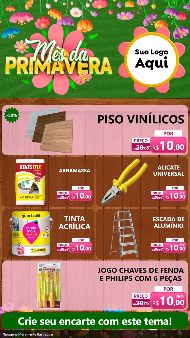 Modelo de TV para TV Vertical com o tema Mês da Primavera para Material para Construção