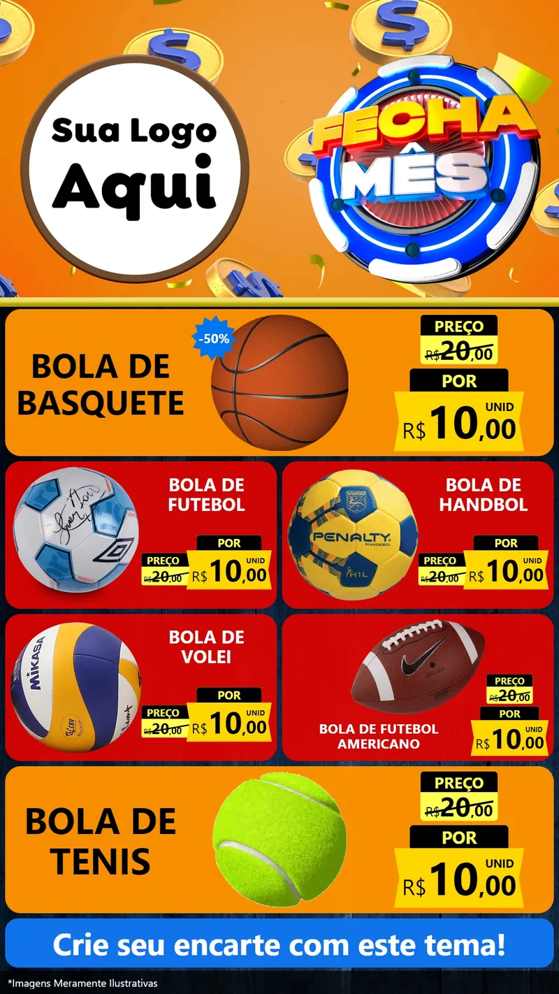 Modelo de TV para TV Vertical com o tema Fecha Mês para Artigos Esportivos
