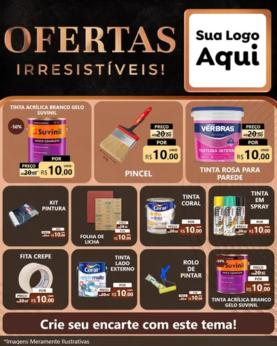 Modelo de Rede Social para Feed Instagram com o tema Ofertas Irresistíveis! para Tintas e Ferramentas