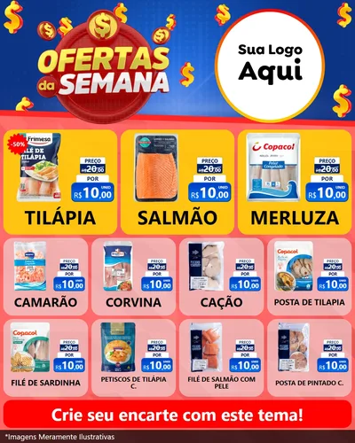 Modelo de Rede Social para Feed Instagram com o tema Ofertas Da Semana para Peixaria