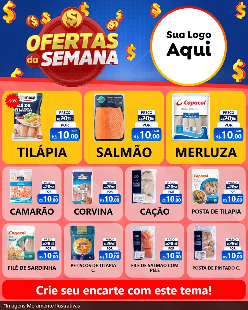 Modelo de Rede Social para Feed Instagram com o tema Ofertas Da Semana para Peixaria