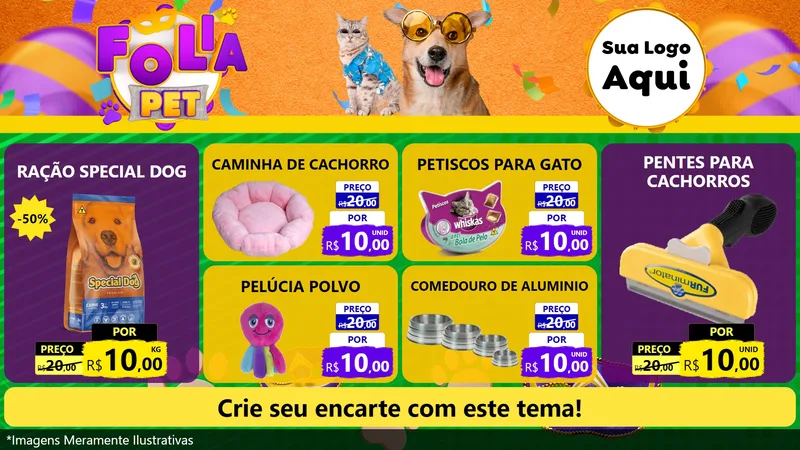 Modelo de TV para TV Horizontal com o tema Folia Pet para Pet Shop