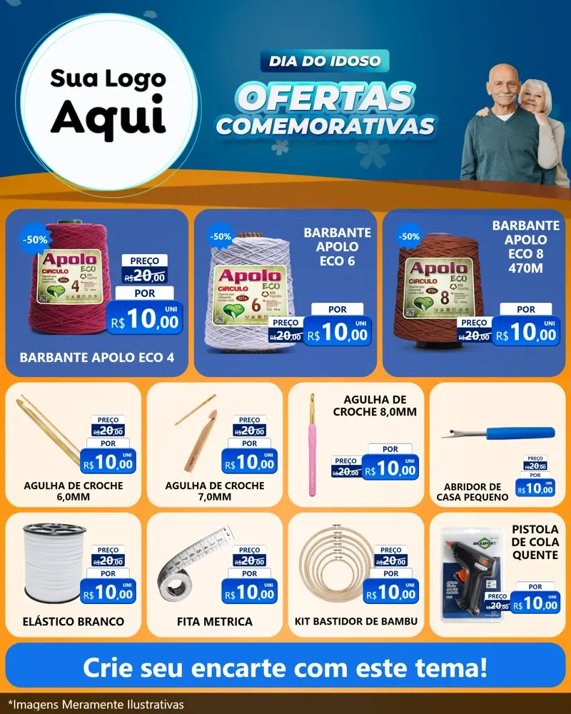 Modelo de Rede Social para Feed Instagram com o tema Dia do Idoso para Armarinho e Aviamentos
