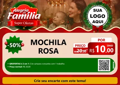 Modelo de Cartaz para Cartaz A4 Horizontal com o tema Alegria Em Família - Super Ofertas para Papelaria