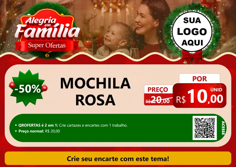 Modelo de Cartaz para Cartaz A4 Horizontal com o tema Alegria Em Família - Super Ofertas para Papelaria