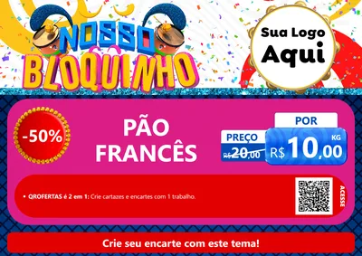 Modelo de Cartaz para Cartaz A4 Horizontal com o tema Nosso Bloquinho para Padaria