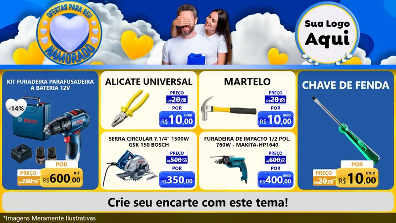 Modelo de TV para TV Horizontal com o tema Ofertas Para Seu Namorado para Maquinas e Ferramentas