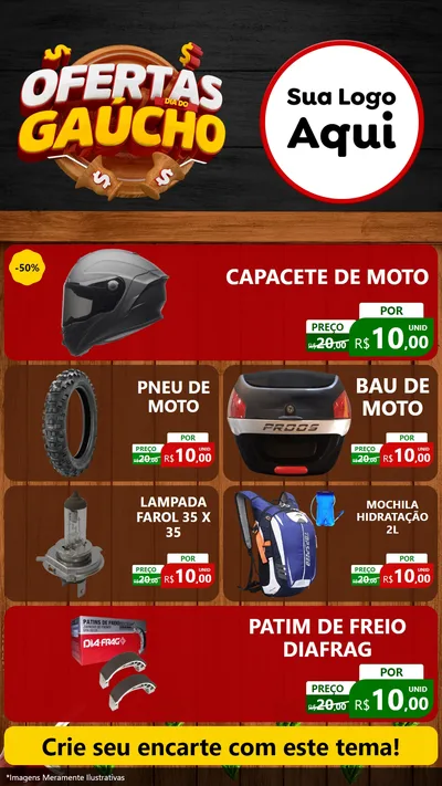 Modelo de TV para TV Vertical com o tema Ofertas Dia do Gaúcho para Moto peças